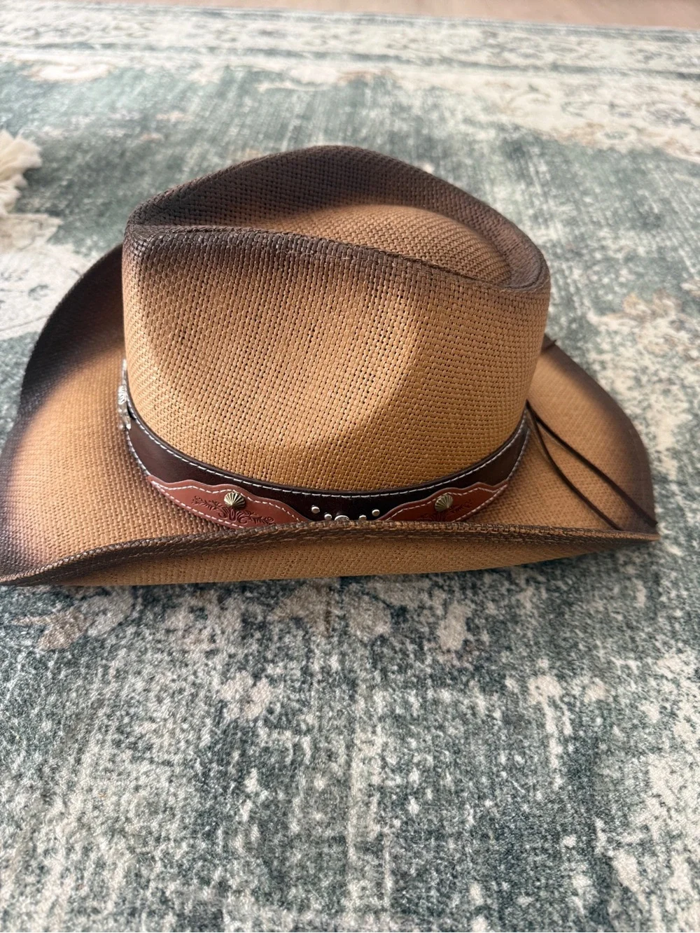 Brown Western Cowboy Hat Longhorn Bull Skull Unisex